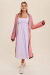 Multi Color Gradation Long Knit Open Cardigan