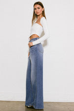 High Rise Center Line Wide Jeans