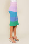 High-Waisted Midi Sweater Multicolor Skirt