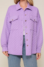 Long Sleeve Quilted Button Down Jacket