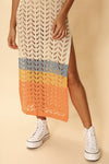 Open knit color block cover up