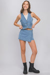 Denim Buttoned Vest Top