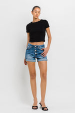 Super High Rise Button Up Mom Shorts