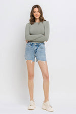 High Rise Raw Hem Shorts