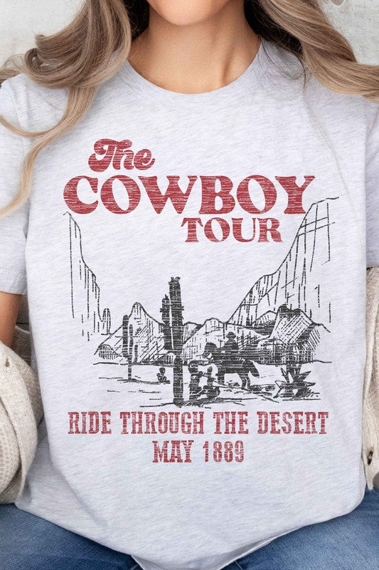 COWBOY TOUR WESTERN COUNTRY OVERSIZED GRAPHIC TEE