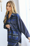Printed Button Down Long Sleeve Jacket