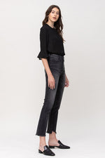 High Rise Straight Crop with Uneven Hem Details