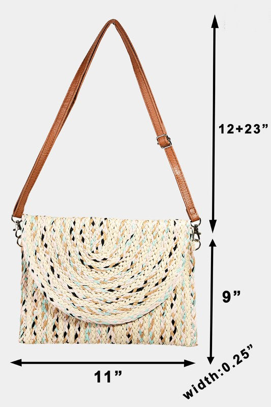 Straw Weave Envelope Clutch Bag