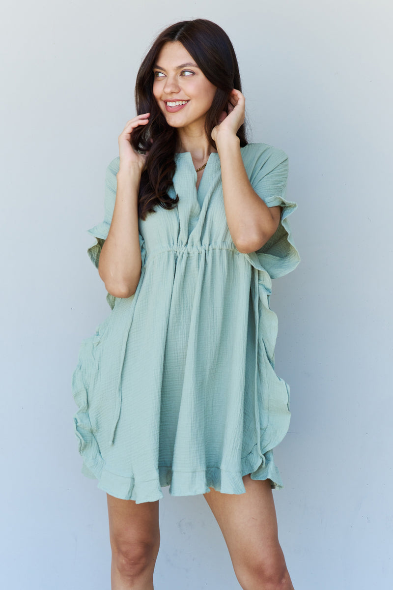 Out Of Time Ruffle Hem Dress with Drawstring Waistband