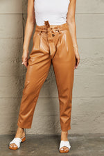 Powerful You Faux Leather Paperbag Waist Pants