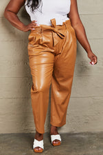 Powerful You Faux Leather Paperbag Waist Pants